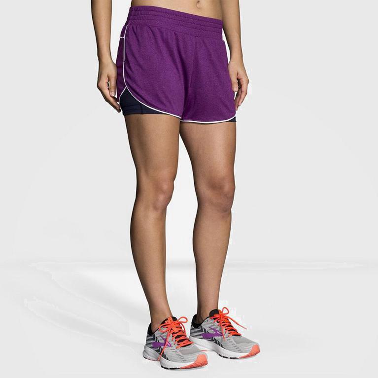 Brooks Rep 3 2-In-1 Hardloopshorts voor Dames Paars (ZJXAR-2849)